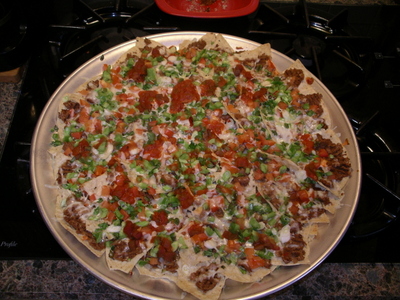 baked pan of nachoes